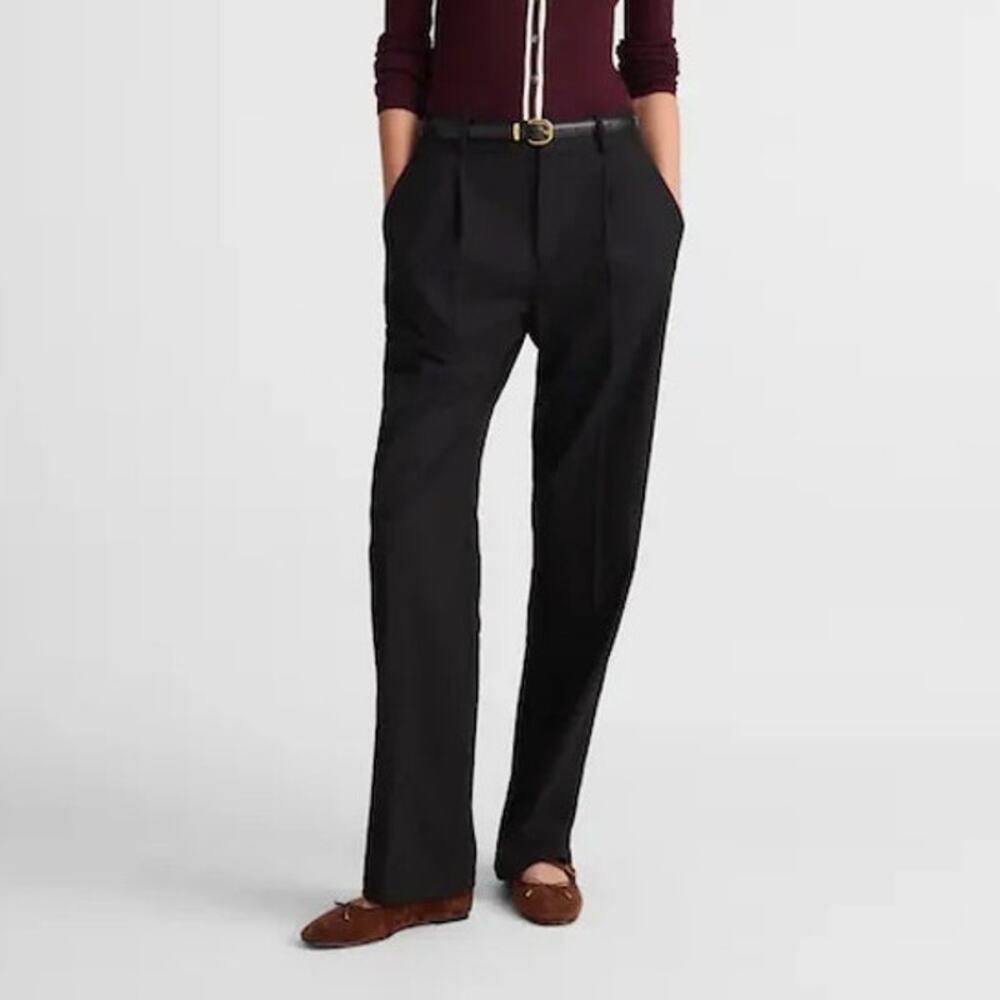 Madewell Slouchy Straight Pant Brushed Twill Black Size 4 NWT